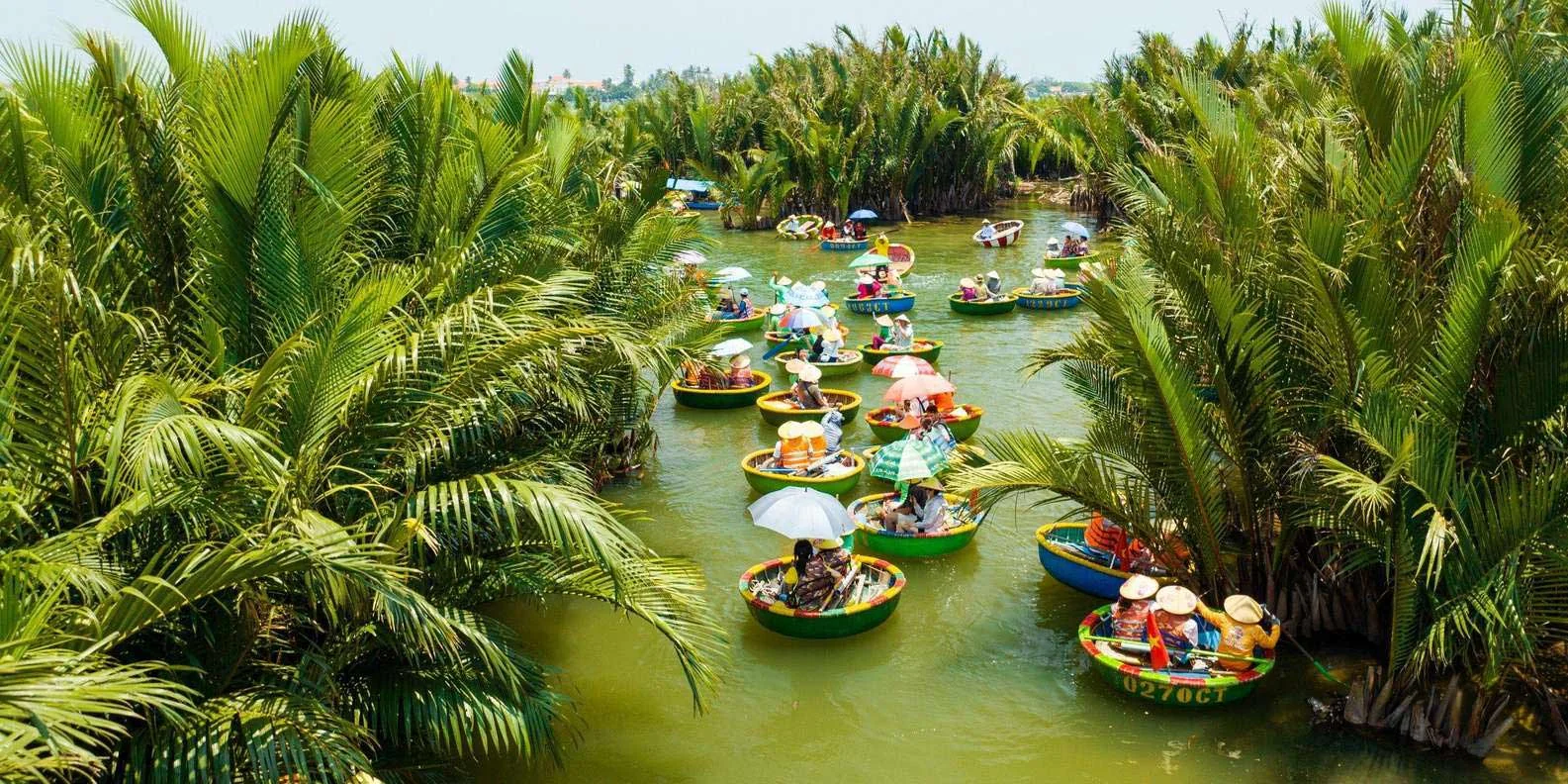 airport to hoi an coconut forest basket boat stop
