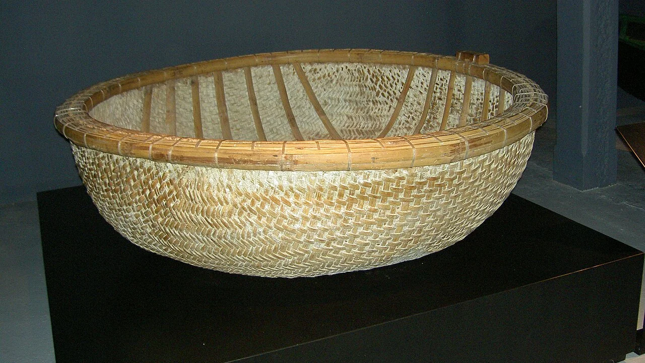 Traditional round bamboo basket boat ride in Cam Thanh Coconut Forest near Hoi An