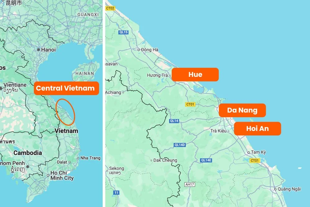 Central Vietnam 4-Day Itinerary: Da Nang, Marble Mountains, Basket Boat & Hoi An 1 Central Vietnam 4-day itinerary highlights combining Da Nang beaches, Hue Imperial City, Hoi An Ancient Town, and Cam Thanh