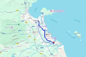 Scenic coastal highway connecting Da Nang city to Hoi An Ancient Town along the South China Sea in Central Vietnam