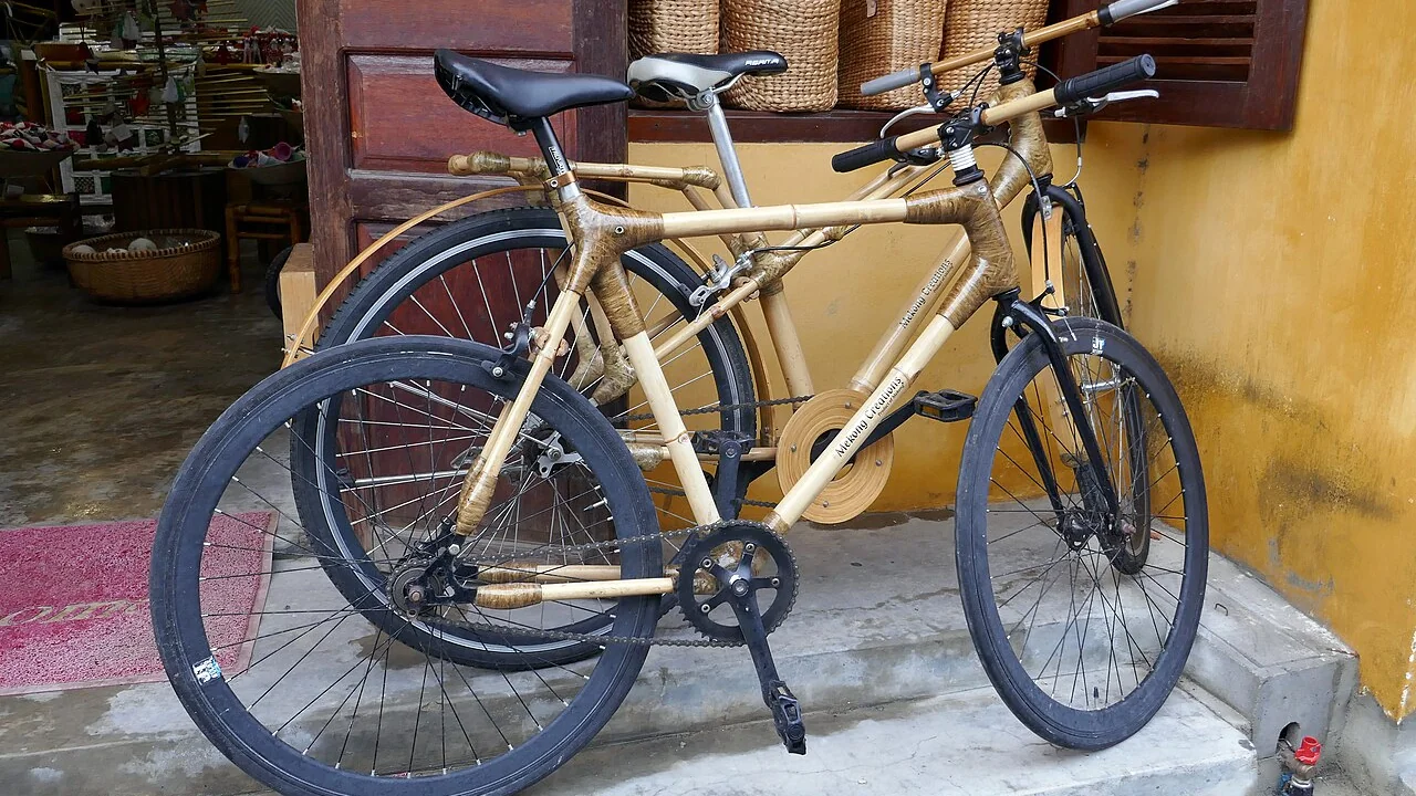 Bamboo bicycles parked peacefully in Hoi An countryside away from tour bus crowds