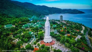 The 67-meter tall Lady Buddha (Quan The Am Bo Tat) statue at Linh Ung Pagoda on Son Tra Peninsula overlooking Da Nang Bay