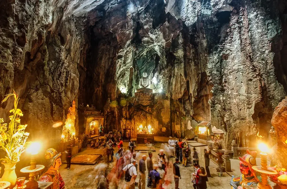 Top 10 Day Trips from Da Nang for International Tourists 3 Ancient Buddhist cave temple and stone pagodas inside Marble Mountains near Da Nang Vietnam