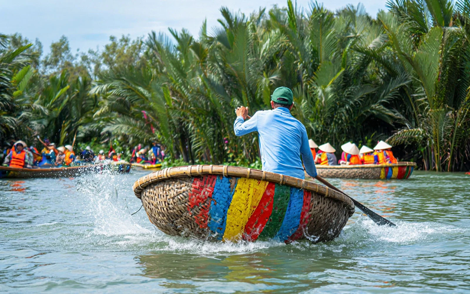 Basket boat tour through Cam Thanh coconut forest as the perfect afternoon addition after Son Tra Peninsula morning visit
