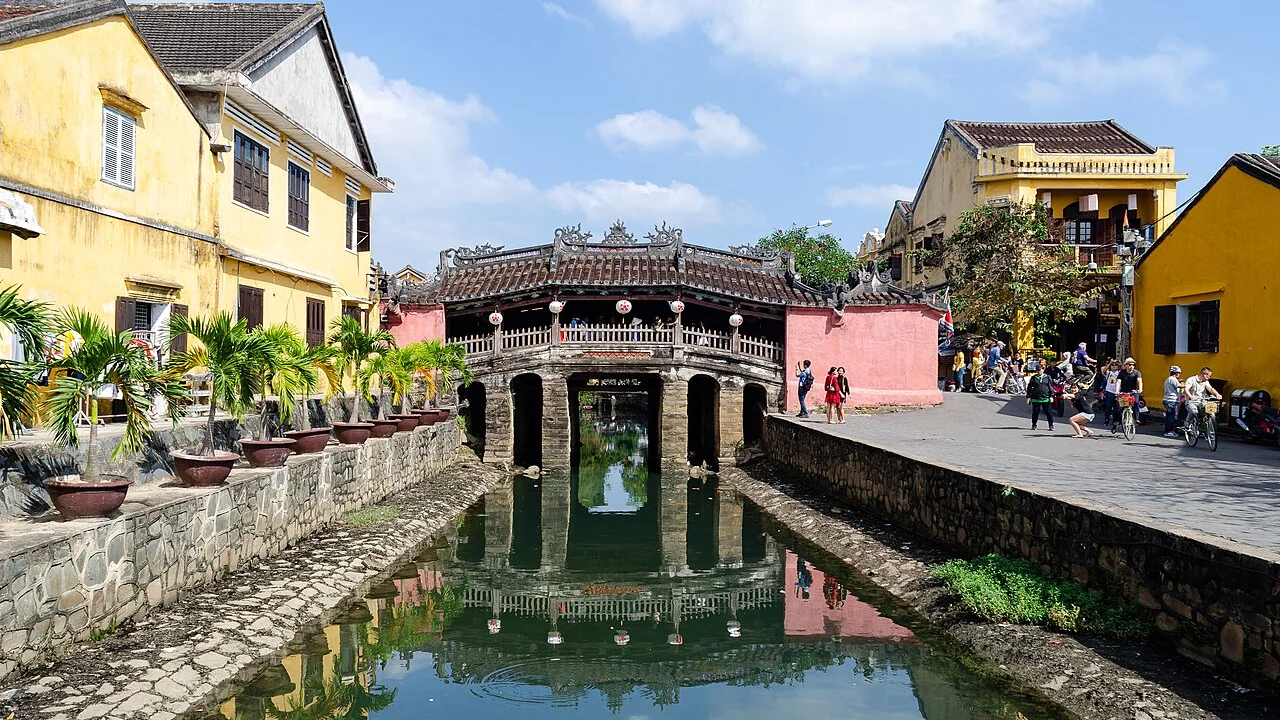 Historic Japanese Covered Bridge Chua Cau in Hoi An Ancient Town Vietnam