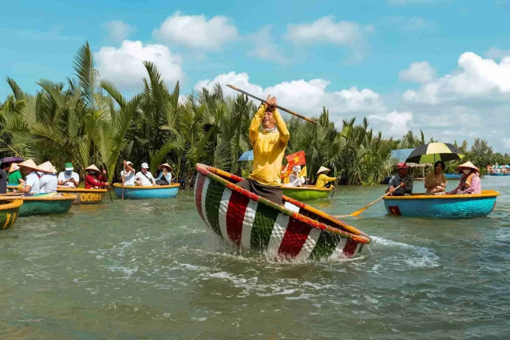 Basket boat dancing at the Green Coconut Village