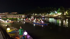Releasing lanterns on the Hoai River in Hoi An.