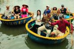 Tourists on Coconut Basket Boat Hoi An